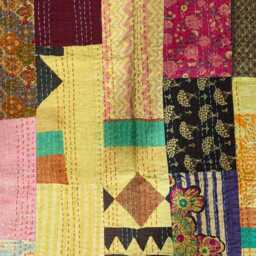 Handmade Kantha Quilt Vintage Patchwork Cotton Bedspread - thumbnail 4