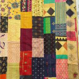 Handmade Kantha Quilt Vintage Patchwork Cotton Bedspread - thumbnail 2