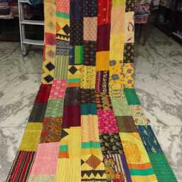 Handmade Kantha Quilt Vintage Patchwork Cotton Bedspread - thumbnail 3