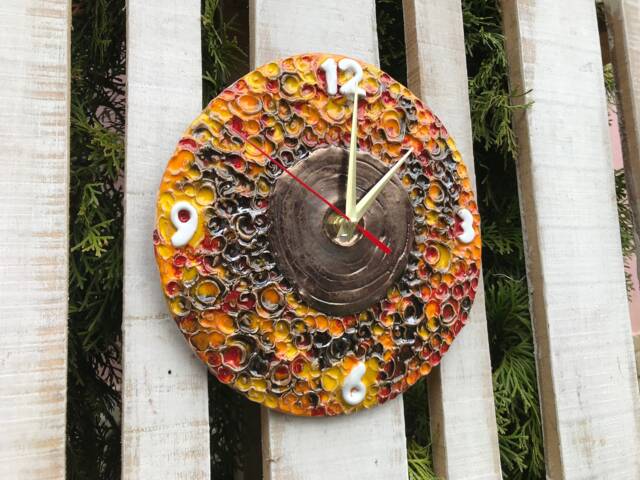 Handmade Ceramic Wall Clock, Modern Home Decor - 9.06In - image 1