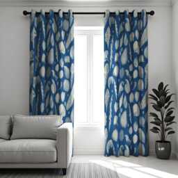 Coastal Shell Pattern Curtain, Nautical Blue & White Sea Drape, Beach Inspired Window Treatment, Custom Size Available, Made To Order - thumbnail 3