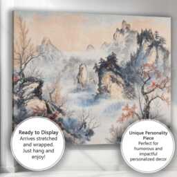 Misty Chinese Mountain Landscape Oriental Ink Wash Painting Canvas Wall Art Print Decor Picture Ready To Hang - thumbnail 3