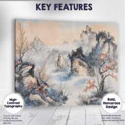 Misty Chinese Mountain Landscape Oriental Ink Wash Painting Canvas Wall Art Print Decor Picture Ready To Hang - thumbnail 1