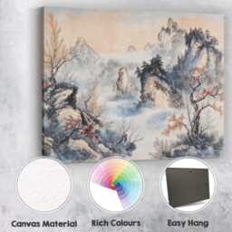 Misty Chinese Mountain Landscape Oriental Ink Wash Painting Canvas Wall Art Print Decor Picture Ready To Hang - thumbnail 2