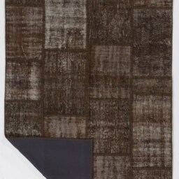 5x8 Brown Handmade Turkish Patchwork Rug - thumbnail 3