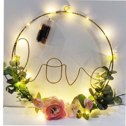 Gold Macram?? Love Decorated Metal Ring With Lights For Valentine Gift , Home & Wall D??cor - thumbnail 2