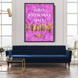 Girls Just Wanna Have Funds Canvas - Gold Art, Female Boss - thumbnail 3