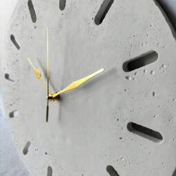 White Concrete Wall Clock Modern Minimalist Design With Gold Hands - thumbnail 3
