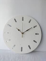 White Concrete Wall Clock Modern Minimalist Design With Gold Hands