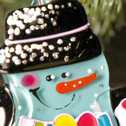 Set Of 2 Snowman Fused Glass Christmas Ornaments White & Blue, Painted Colorful Art Decor, Gift With Personalized Name - thumbnail 2