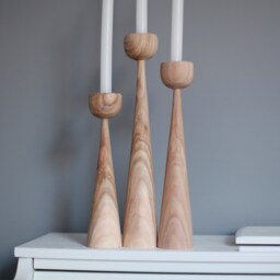 Handmade Wooden Candlestick Set Scandinavian Rustic Home Decor - thumbnail 2