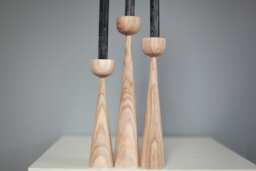 Handmade Wooden Candlestick Set Scandinavian Rustic Home Decor