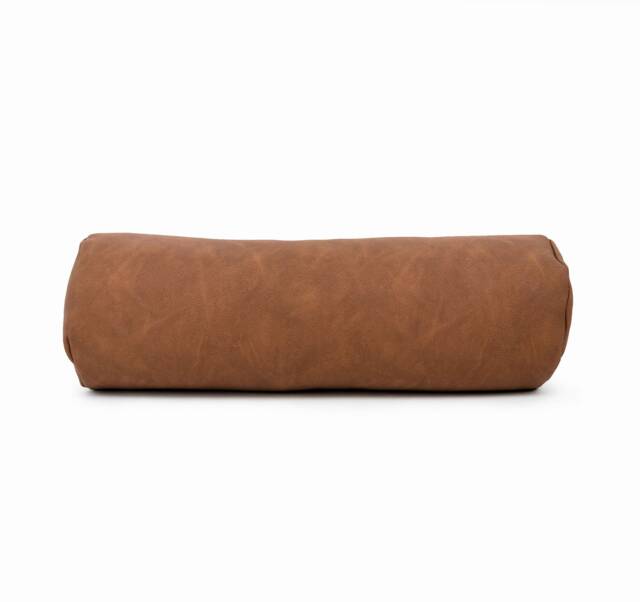 Faux Leather Bolster Pillow Cover Cylinder Cushion Covers, Tan With Zipper Case, Neckroll Covers - image 1