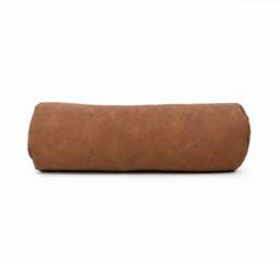Faux Leather Bolster Pillow Cover Cylinder Cushion Covers, Tan With Zipper Case, Neckroll Covers