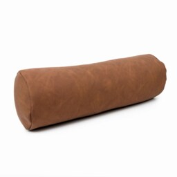 Faux Leather Bolster Pillow Cover Cylinder Cushion Covers, Tan With Zipper Case, Neckroll Covers - thumbnail 2