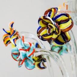 Hand Blown Venetian Glass Chandelier - Murano Crystal, Pastel Flowers - thumbnail 4