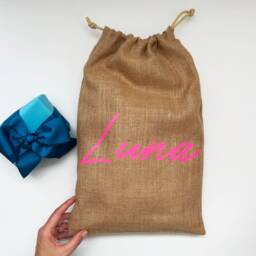 Personalised Jute Holidays Present Sack, Holiday Gift Bag, Burlap Santa Christmas Stocking Alternatives, Festive Decor, Xmas Party Bag - thumbnail 2