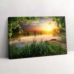Sunset, Summer Days Canvas, Wall Art Picture, Green Decoration, Landscape Canvas - thumbnail 1
