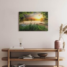 Sunset, Summer Days Canvas, Wall Art Picture, Green Decoration, Landscape Canvas - thumbnail 2