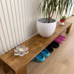 Handmade Wooden Shoe Rack Fully Assembled, Varnished Medium Oak - thumbnail 2