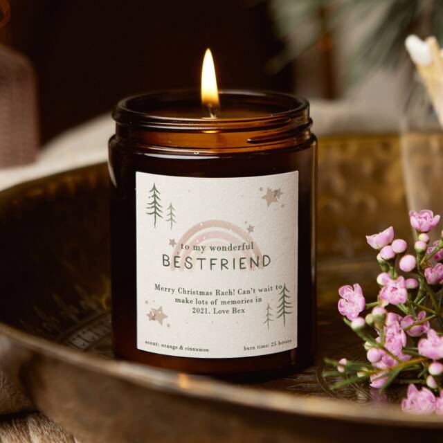 Personalized Best Friend Christmas Candle, Rainbow Soy Wax Candle - image 1