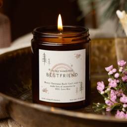 Personalized Best Friend Christmas Candle, Rainbow Soy Wax Candle