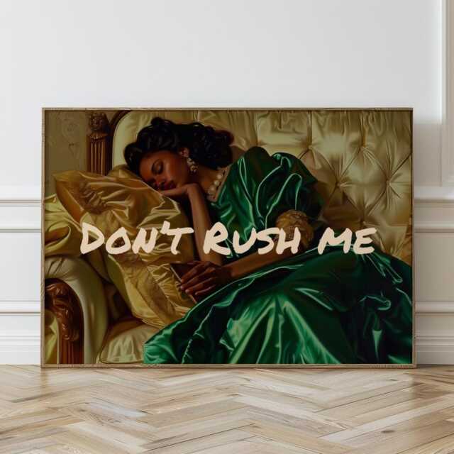 Woman Sleeping Print, Black Art, Emerald Green Wall African American Luxury Poster, Afrocentric Decor, Large Art - image 1
