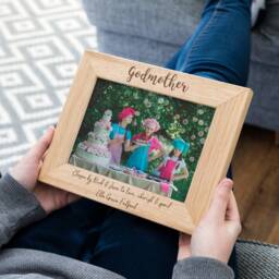 Godmother Photo Frame - Personalised Godparent Gift For Godparents Oak Picture Godfather Lc215