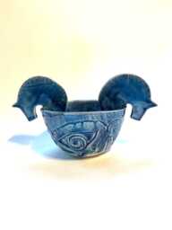 Dala Horse Bowl, Quaich in Blue, Viking Horse Bowl - thumbnail 1
