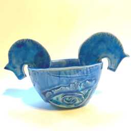 Dala Horse Bowl, Quaich in Blue, Viking Horse Bowl - thumbnail 2