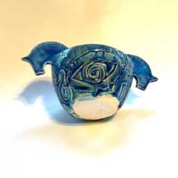 Dala Horse Bowl, Quaich in Blue, Viking Horse Bowl - thumbnail 4