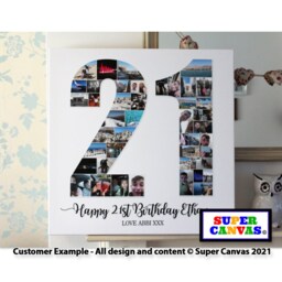 21st Birthday Number Personalised Picture Photo 21 Shape Collage Framed Canvas Print Friend Son Grandson Granddaughter Daughter Gift - thumbnail 2