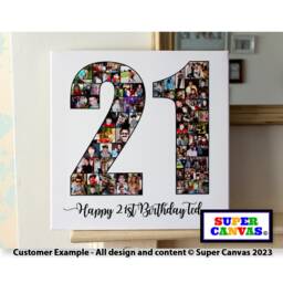 21st Birthday Number Personalised Picture Photo 21 Shape Collage Framed Canvas Print Friend Son Grandson Granddaughter Daughter Gift - thumbnail 1