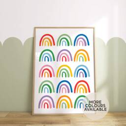 Scandi Rainbow Print - Nursery Kids Bedroom Playroom Girls Boys Kitchen Office - Unframed - thumbnail 1
