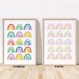 Scandi Rainbow Print - Nursery Kids Bedroom Playroom Girls Boys Kitchen Office - Unframed - thumbnail 2