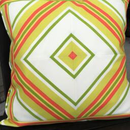 striped Outdoor Pillow Cover Green, Red & White Patio Decor - 20x20 Inch - thumbnail 3