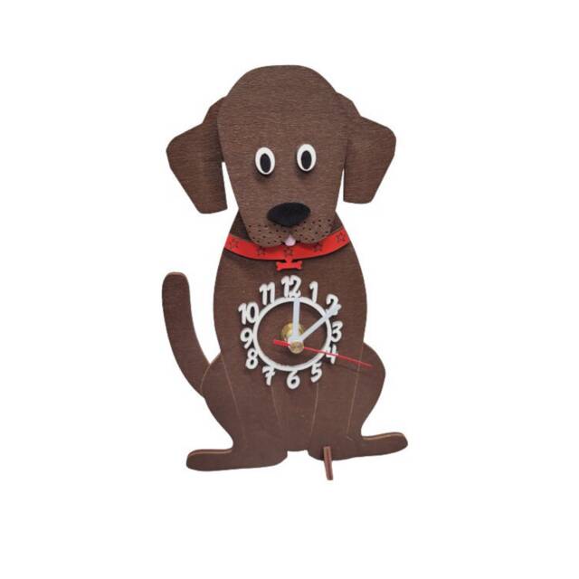 Wooden Dog Mini Freestanding Clock Available in Yellow , Black & Brown - image 1