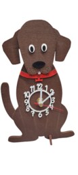 Wooden Dog Mini Freestanding Clock Available in Yellow , Black & Brown - thumbnail 2