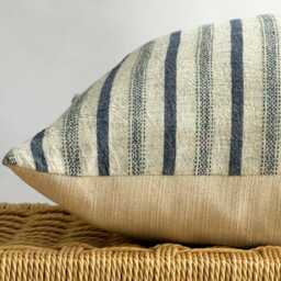 Cream Indigo Striped Pillow Cover - thumbnail 3