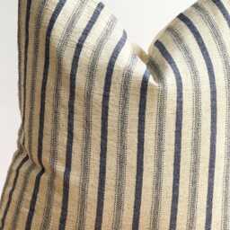 Cream Indigo Striped Pillow Cover - thumbnail 2