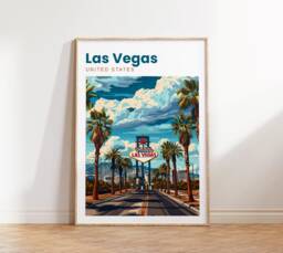 Las Vegas Travel Print - Usa Poster United States Of America Wall Art - thumbnail 1
