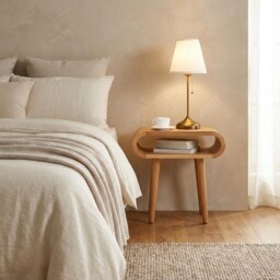 Oak Nightstand, Side Table With Shelf, Art Deco Bedside Table, Nightstand End Sofa Solid Wood Handmade Furniture - thumbnail 2