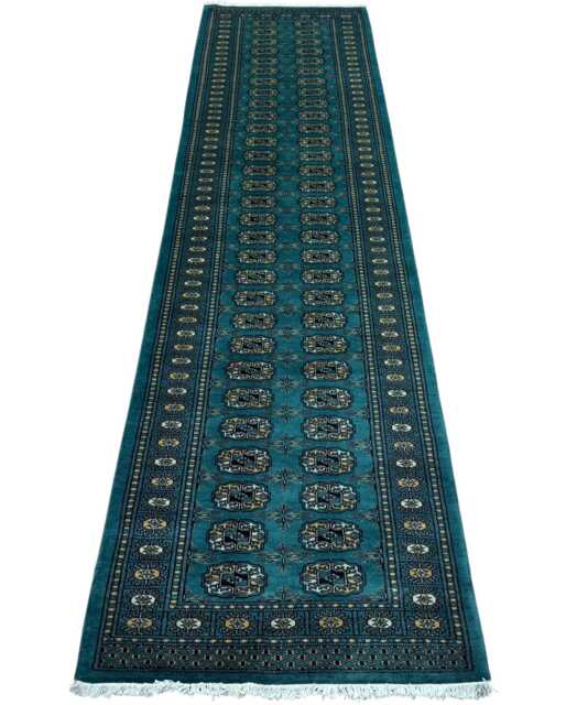 2.6x10 Sea Green Color Bokhara Rug - Runner Hallway Luxury Bukhara Fine Quality Woolen Afghan - image 1