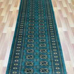 2.6x10 Sea Green Color Bokhara Rug - Runner Hallway Luxury Bukhara Fine Quality Woolen Afghan - thumbnail 3