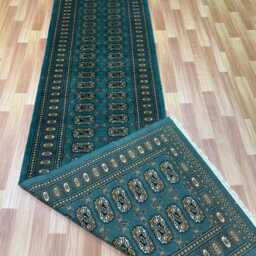2.6x10 Sea Green Color Bokhara Rug - Runner Hallway Luxury Bukhara Fine Quality Woolen Afghan - thumbnail 4