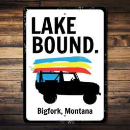 Custom Lake Bound Metal Sign, Personalized Off Road Wall Art, Trip Location Sign - thumbnail 2
