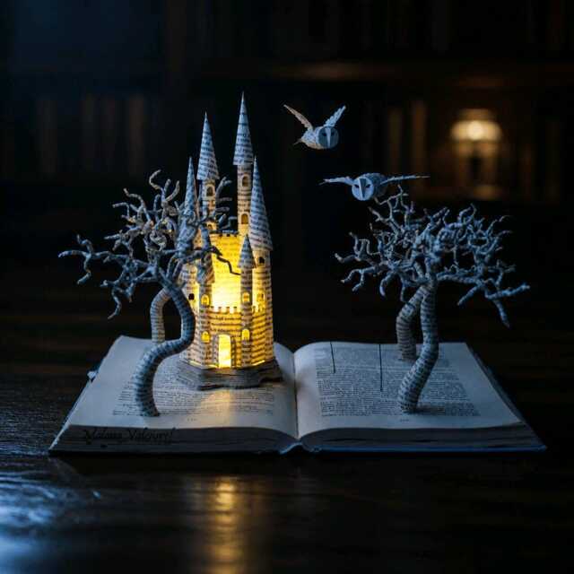 Magical Wizard Decor - Illuminated Literary Sculpture Reader Gift - image 1