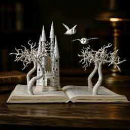 Magical Wizard Decor - Illuminated Literary Sculpture Reader Gift - thumbnail 3
