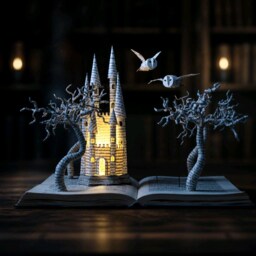 Magical Wizard Decor - Illuminated Literary Sculpture Reader Gift - thumbnail 4