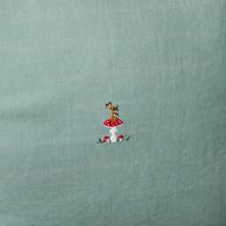 Mint Linen Pillowcase Hand Embroidered Christmas Decor - thumbnail 3